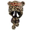 Modische Leopard Bärenohren Uschanka Mütze für verschiedene Kopfgrößen Winter Herbst Verdickte Pullover Beanie Mütze für Freizeit Reisen