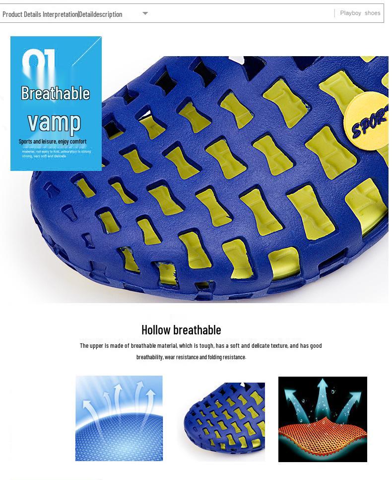 2024 Summer Breathable Hollow Clog Sandals for Couples - Slip-on Beach Style