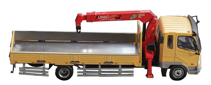 Gaincorp Products 1/64 Mitsubishi Fuso Fighter (1024) with Crane, Yellow (Includes Cement Pipe and Wooden Box), Finished Model, KS082-489