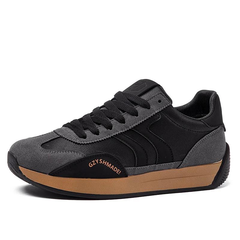 Platformowe Sneakersy Casualowe dla Mężczyzn Miękka Podeszwa Buty do Biegania Moda Casual Skóra PU Oddychające Zwiększające Wysokość Grube Buty na Deskę
