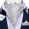 Mens Ascot Silk Cravat Blue Paisley Tie Handkerchief Cufflinks Set Formal Party