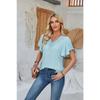 Women's Spring and Summer New Products, Lace V-neck, Ruffled Sleeves, Solid Color Loose T-shirt