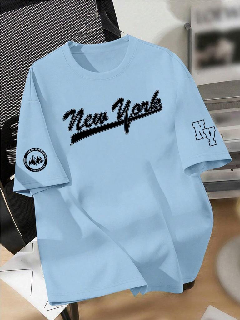 New men's summer design letter print soft and breathable round neck T-shirt summer outdoor street quick drying top