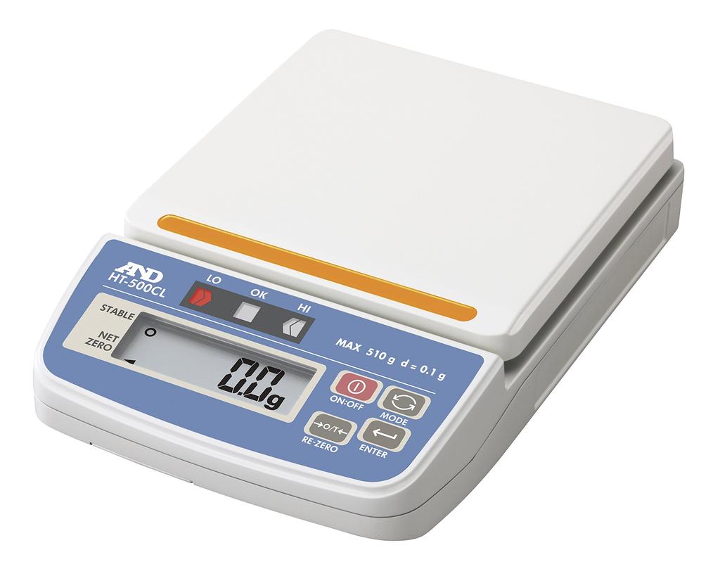 Digital Scale with Comparator Minimum Pan X Uncertified A&D Light, HT-500CL, Capacity 510g, Display 0.1g, Dimensions 132(W) 130(D)mm,