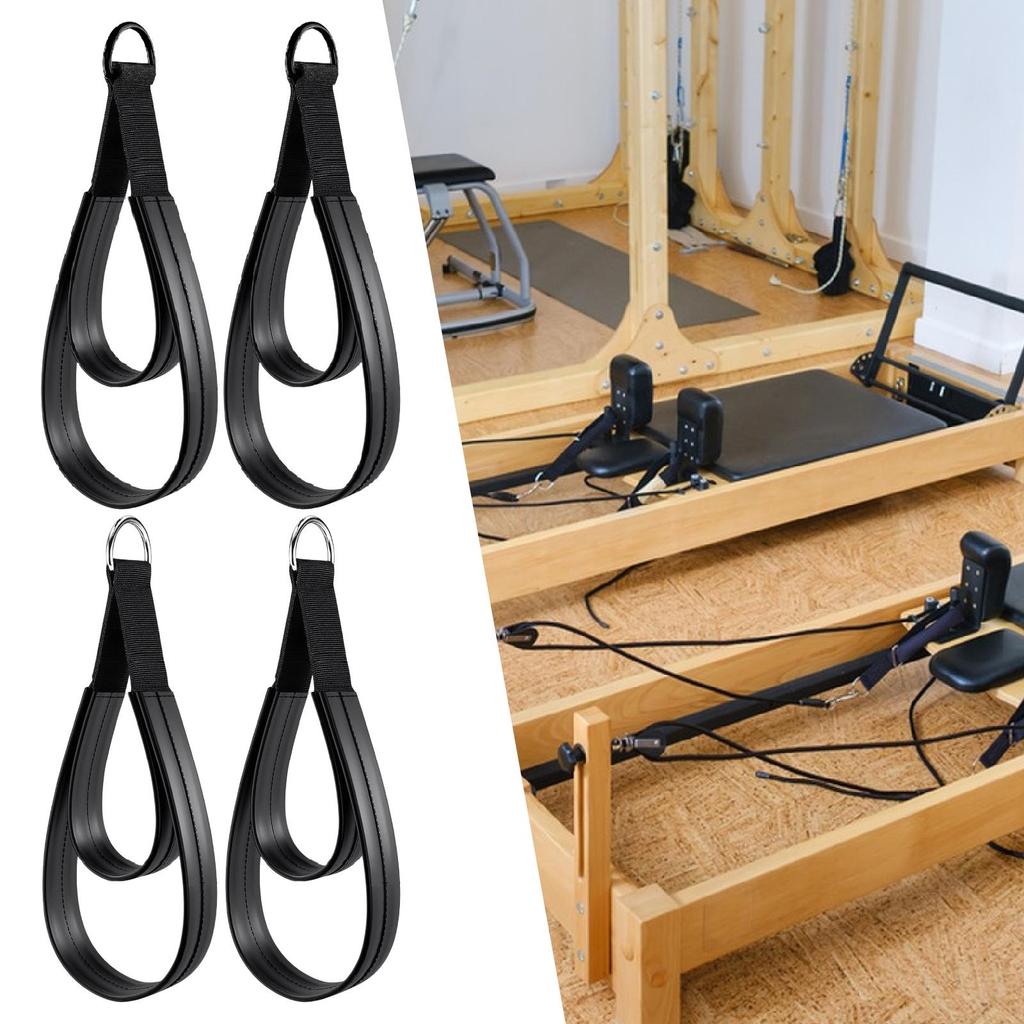 2x Pilates Double Loop Straps for Reformer Fitness Workout D Rings Strap Handle for Women Men Core Training Arms Beginner Yoga