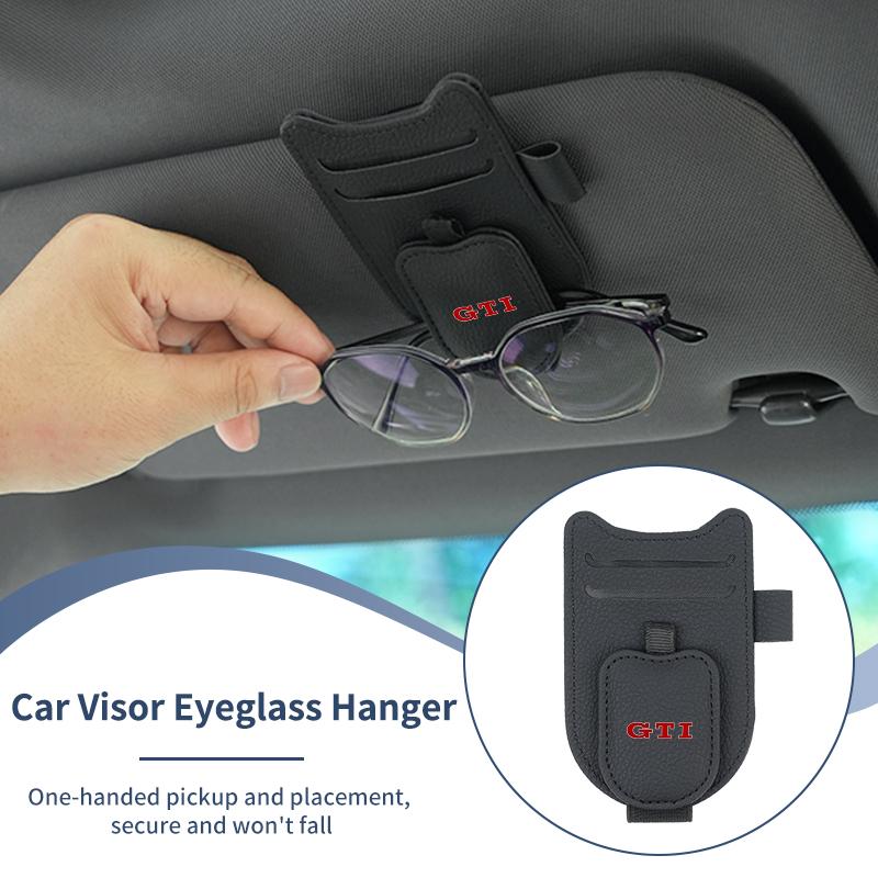 Car Sunglasses Holder Leather Sun Visor Glasses Clip Key For Volkswagen VW Polo Golf 6 7 8 Jetta Passat Tiguan Touran T-ROC GTI Zl1