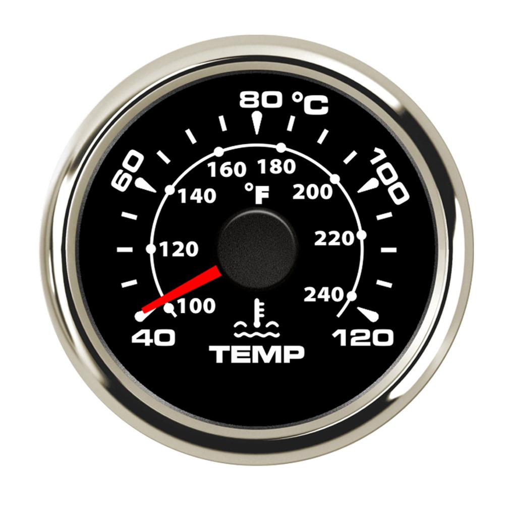 Auto Truck Boat 52mm 40-120℃ Water Temp Gauges 287.4-22.4ohm Input Signal Water Temperature Meters with 7 Kinds Backlight Color