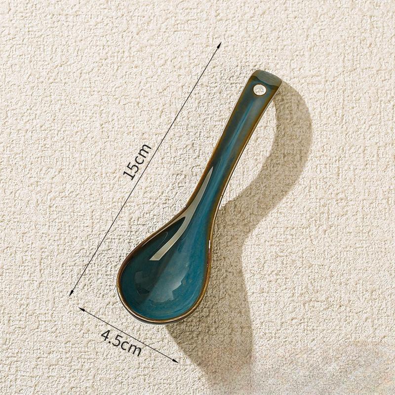 Stylish Ceramic Long Handle Spoon Set Kitchen Utensils For Eating Noodle Soup Home Dining Tableware Multipurpose Serving Spoon