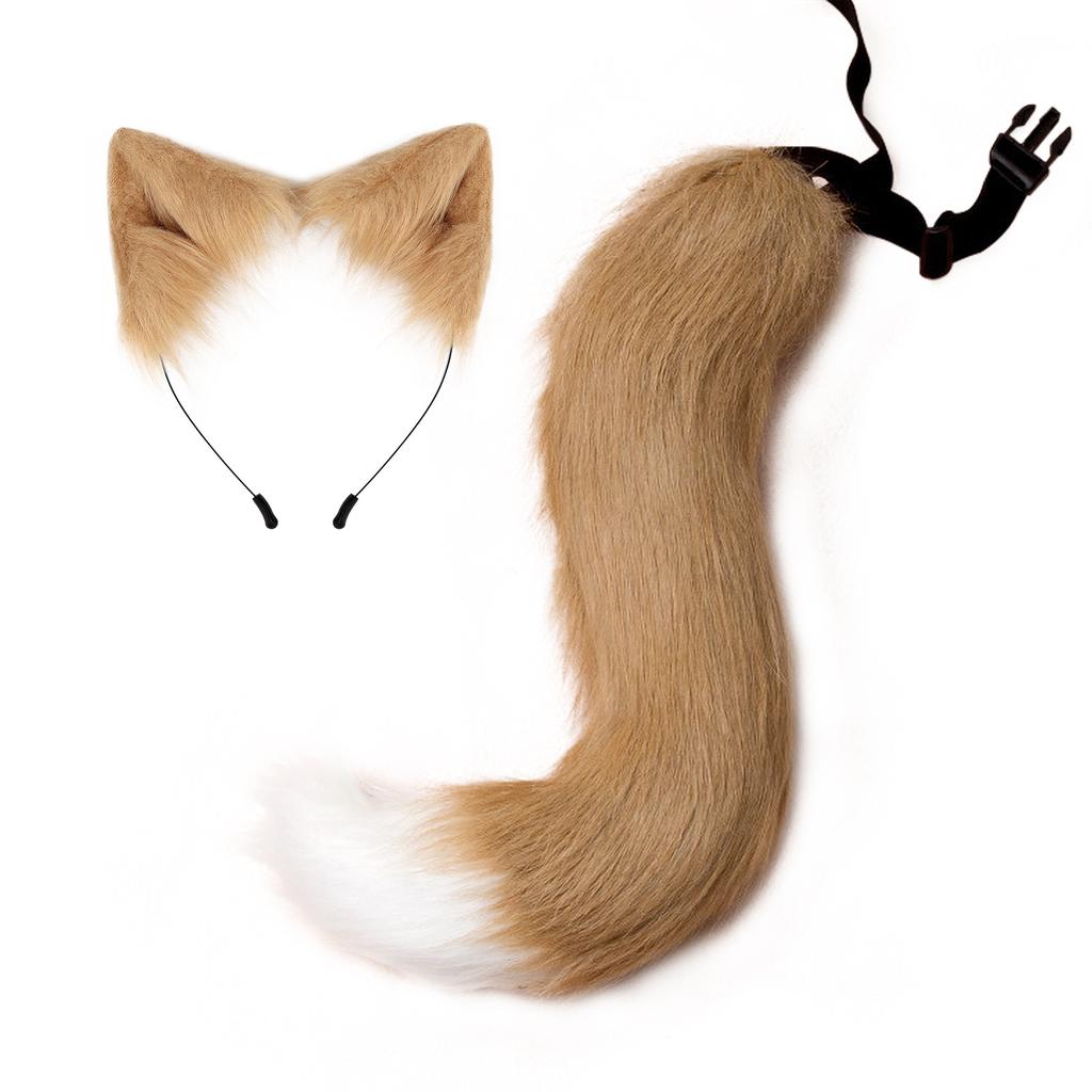 Anime Character Cosplay Halloween Cos Simulation Fox Plush Tail Costumes Accessories Animal Tail Cat Ears Hairband Headdress