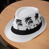 (One Size, Creamy) Men Fedora Hat Tree/Webbing Pattern Panama Jazz Cap Summer Outdoor Sun Protection Sun Hat