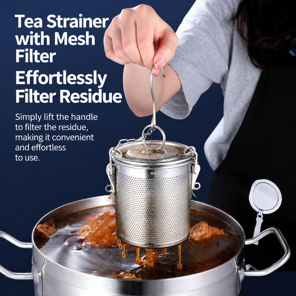 Perforated Stew Seasoning Strainer With Lid Brine Basket Filter Bag  for Braised Cooking