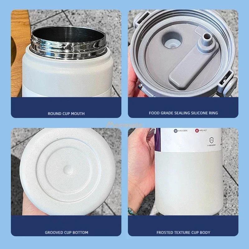 1.2L Large Capacity Thermo Bottle with Straw Stainless Steel Thermal Water Bottle Keep Cold and Hot Thermos Cup Vacuum Flask