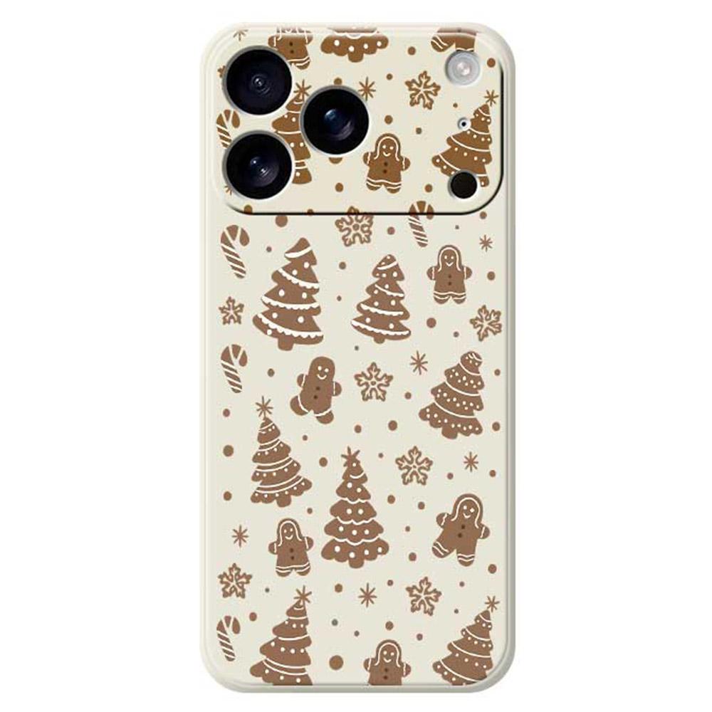 

For iPhone 17 Pro Max Case Christmas Gingerbread Pattern Printing Straight Edge TPU Phone Back Cover Beige