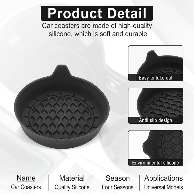 Soft Silicone Car Cup Coaster Anti-Slip Cup Holder Waterproof Non-Slip Sift-Proof Spill Saucer Car Interior Accessories