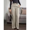 Pantaloni Lunghi da Donna a Gamba Dritta, Colore Unito, Tasche con Zip, per Lavoro e Pendolarismo
