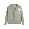 AMI 2025 Classic Couple's Embroidered White Heart Cardigan Wool Sweater