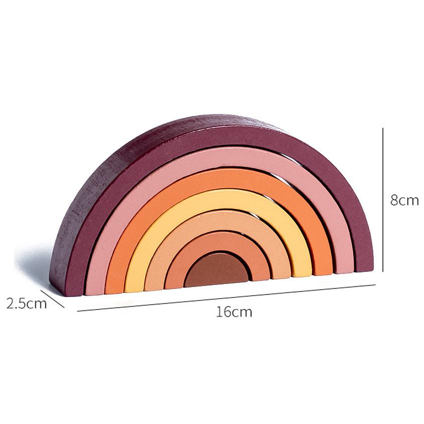 Heißer Bogenbrücke Regenbogen Bausteine Kinder Montessori Lernspiele Farbe und Form Kognitives Holzspielzeug für Kinder