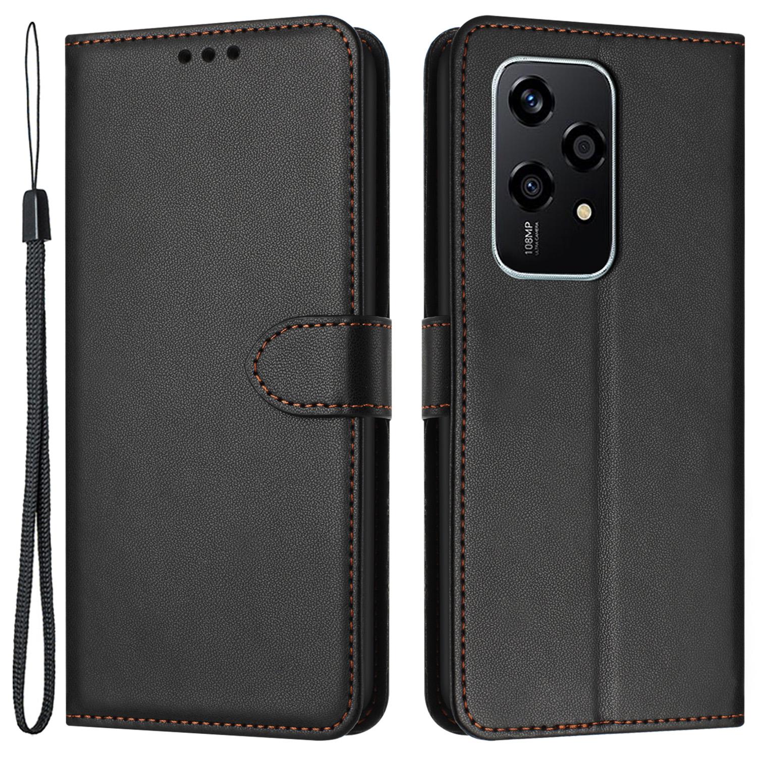 

Для Honor 200 Lite Чехол-подставка Противоударный Кожаный Чехол-кошелек для телефона Black