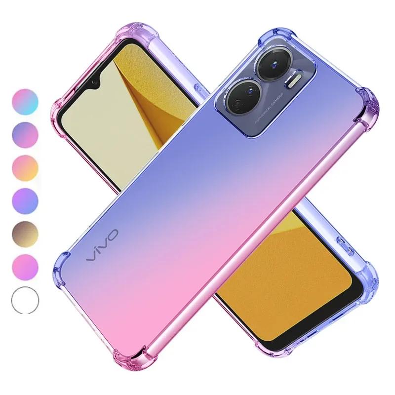 

Ударопрочный градиентный чехол Airbag TPU для Vivo Y36 Y78 Y100 Y02 Y16 Y22 Y02S Y35 Y30 Y77 Y55 5G 4G защитный роскошный цветной чехол со стразами