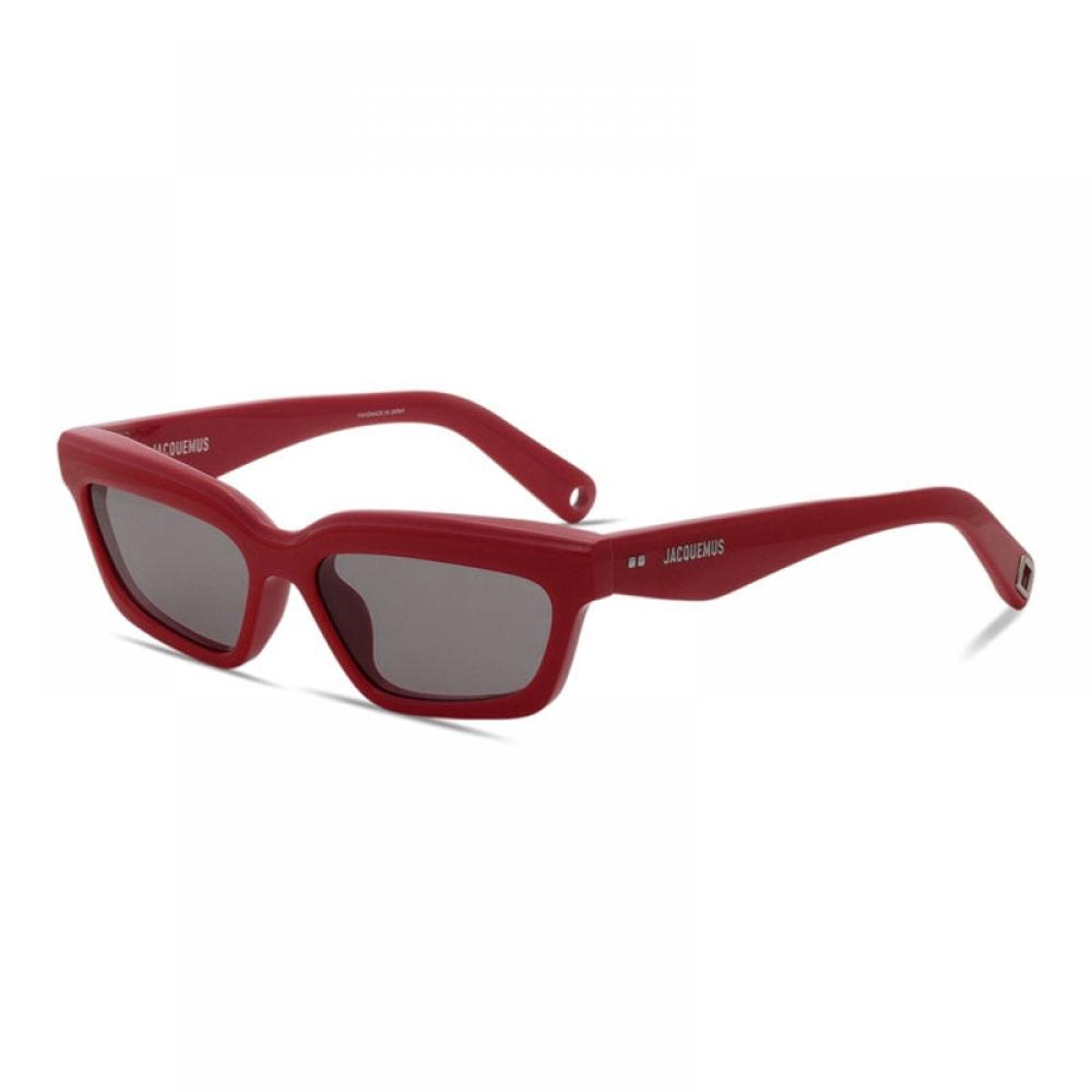 Jacquemus Sunglasses Rectangle Full Rim  Shiny Black Frame And Grey Lens Jac 62c1 Yellow
