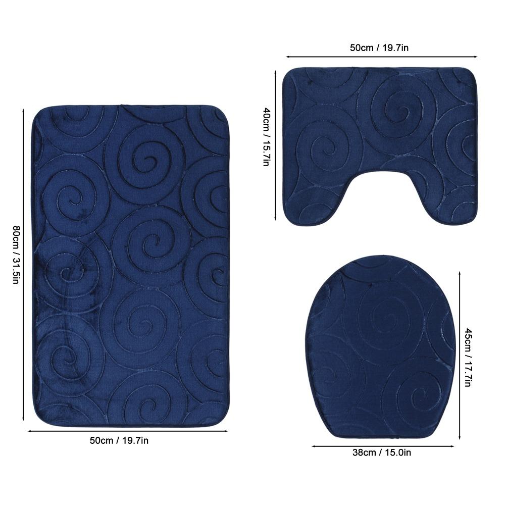 3 PCS Polyester Fiber Bathroom Mat Set Memory Foam Colorful Bath Carpets Set Absorbent Non-Slip Bathroom Floor Mat
