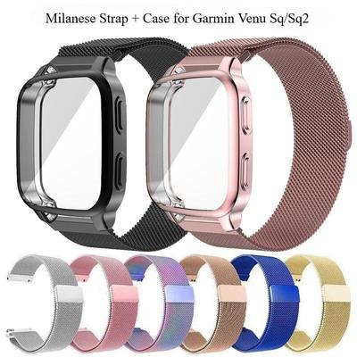 For Garmin Venu Sq/sq Music Milan Loop with Case Metal Band Strap Magnet Stainless Steel Metal Strap + Case for Garmin Venu Sq2