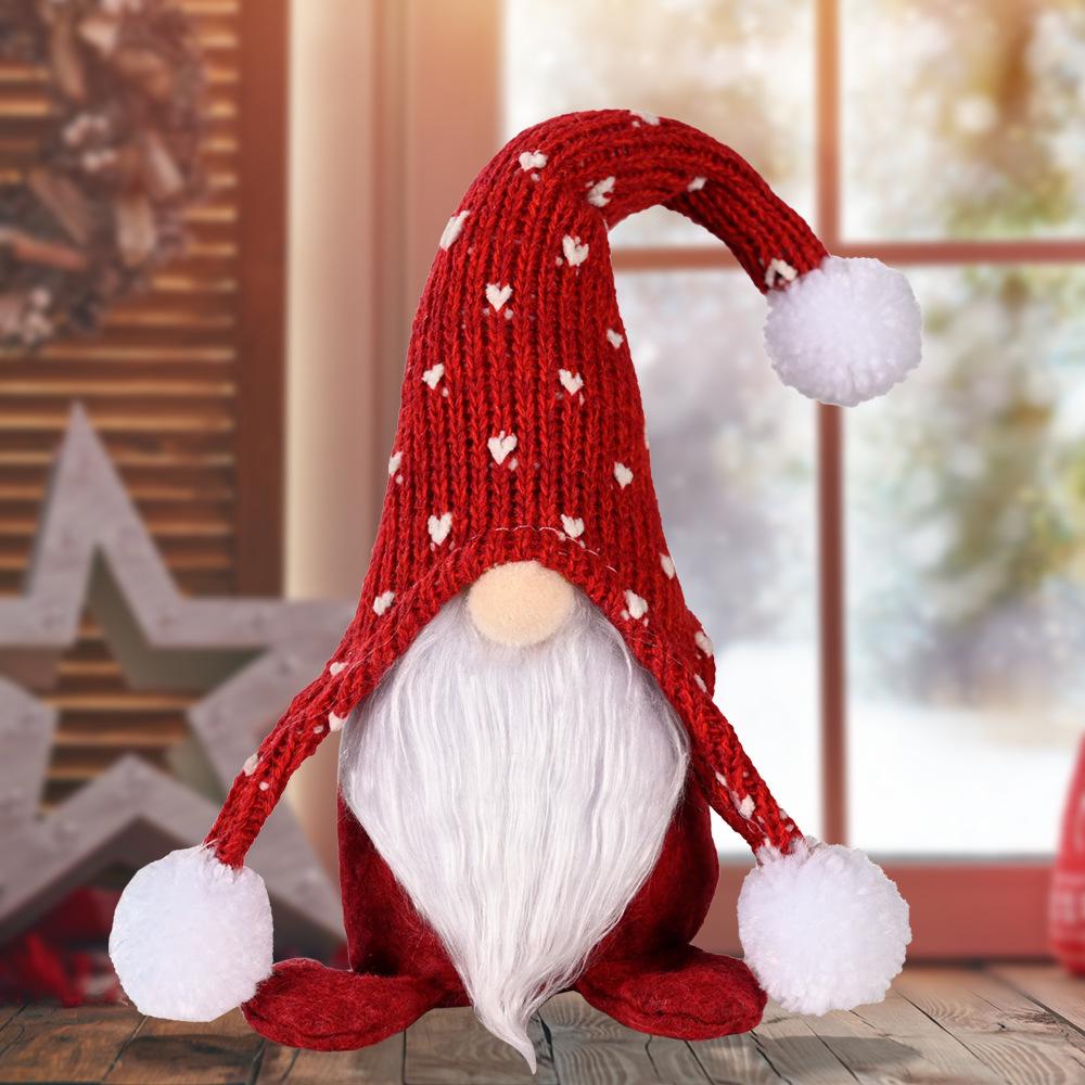 Christmas Faceless Rudolf Doll with Knitted Hat Ornament