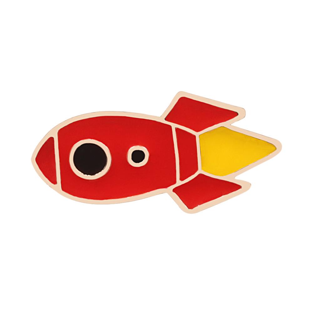 Fashion Astronaut Brooch: Rocket and Planet Enamel Badge for Clothes and Bags