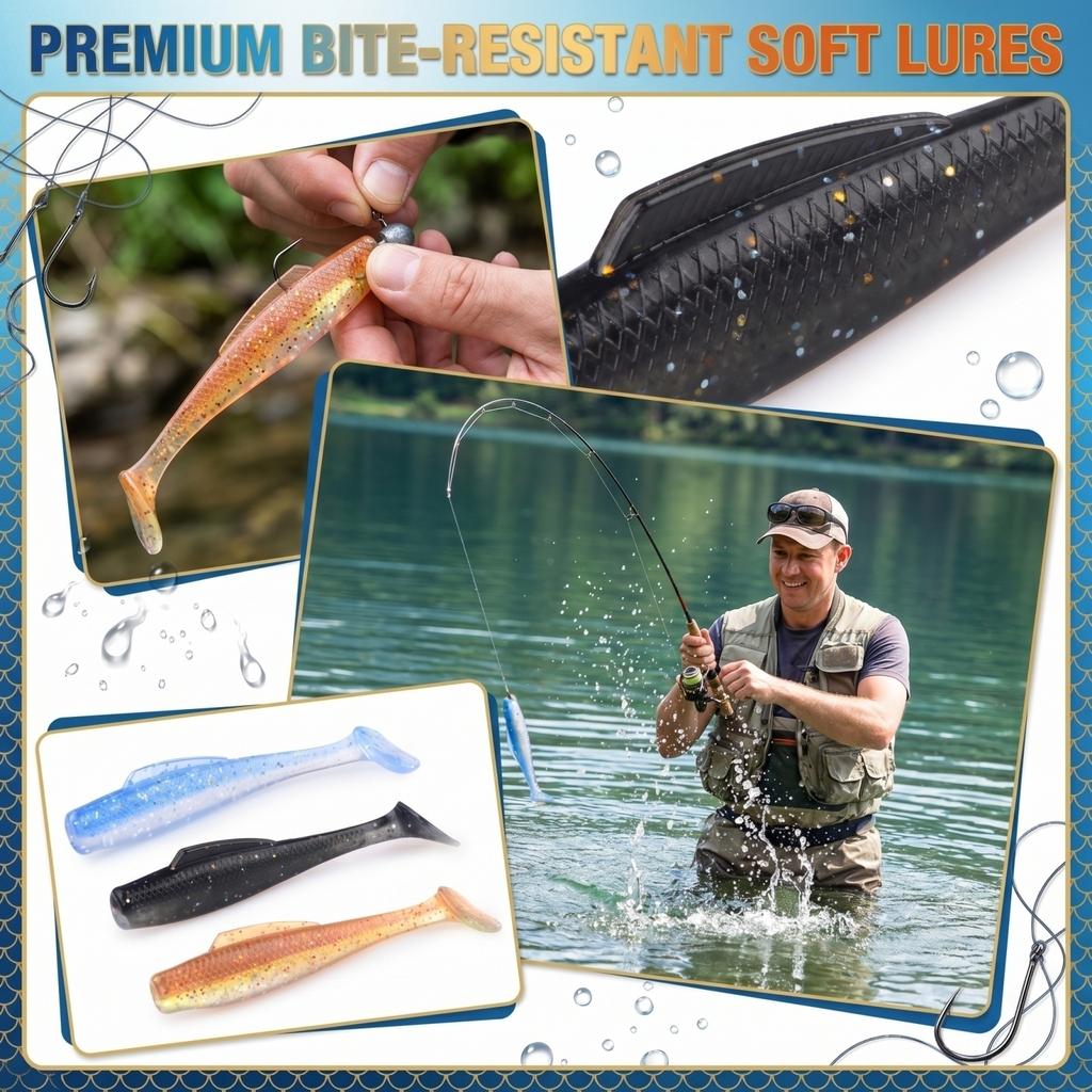 8cm T-Tail Soft with Hook, Holder Soft Worm, for Drop Shot & Fishing, Mandarin Fish & Bass