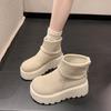 Retro and Elegant Short-heeled Platform Boots for Petite Women, 2025 New Autumn Style Slim-fit Solid-colored Ankle Boots