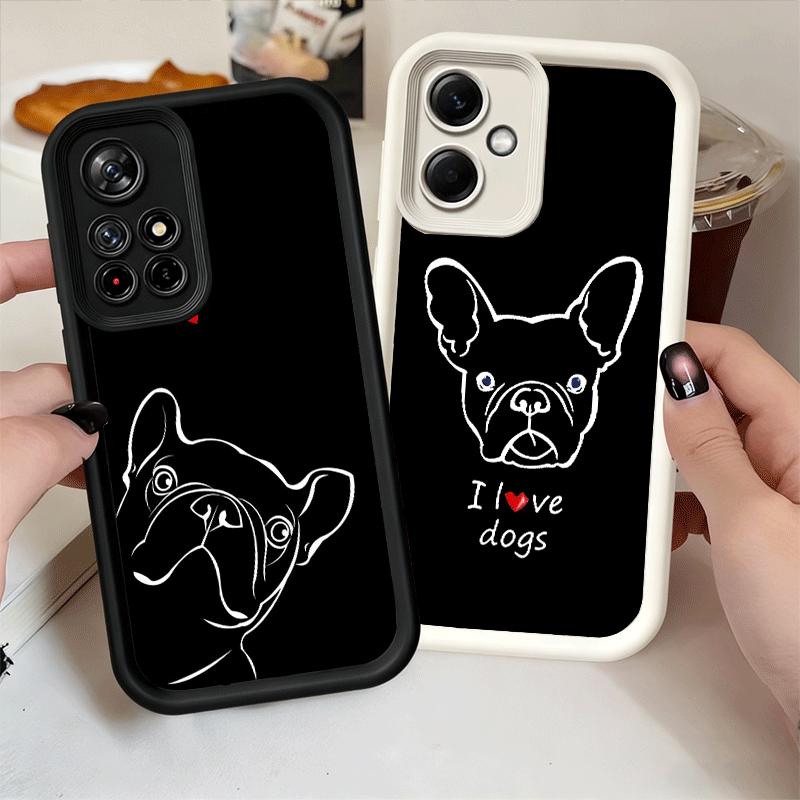 French Bulldog Black Desgin Soft Phone Case for Xiaomi Redmi Note 15 14 13 12 11 Pro Plus 10S 11S 4G 11T 5G Shell Silicone Funda