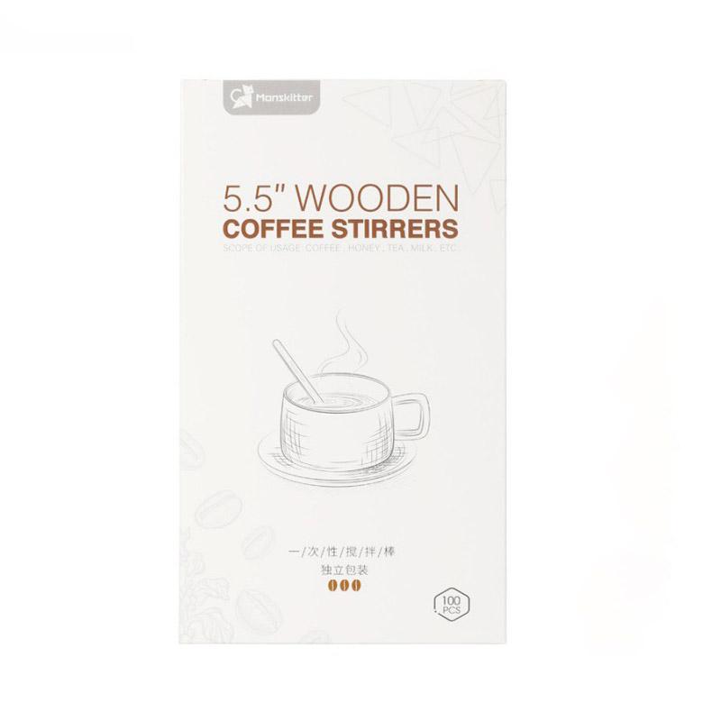 

6-дюймовые палочки для размешивания кофе с круглой головкой, гигиенические, одноразовые, в индивидуальной упаковке, из натуральной березы, 100 шт.