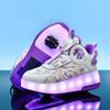 Boys Runaway Shoes Double Wheel Retractable Lighting Children Skates Rotating Button Student Boys Internet Celebrity Pulley Shoes