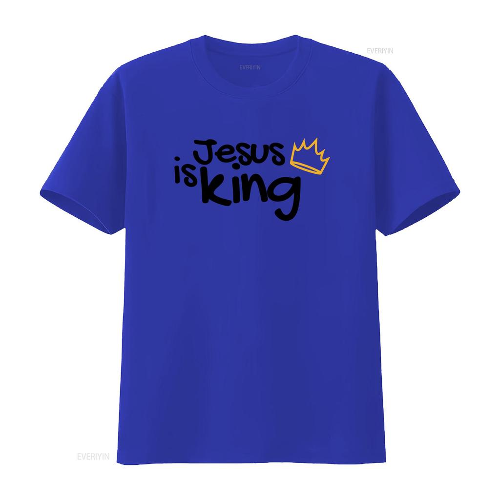 Christian T Shirt Jesus is King Faith Worship God Design vintage Washed Stretched Unisex Casual Comfortable Stylish Soft