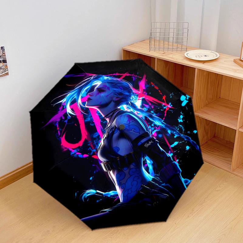 1 PC Automatic Folding Umbrella - Beautiful anime Pattern, Portable & Foldable Design with 8 Ribs, Christmas Birthday Gifts