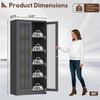 Black Glass-Door Lockable Display Cabinet with 4 Adjustable Shelves, Ideal for Liquor, Books, and Living Room Storage