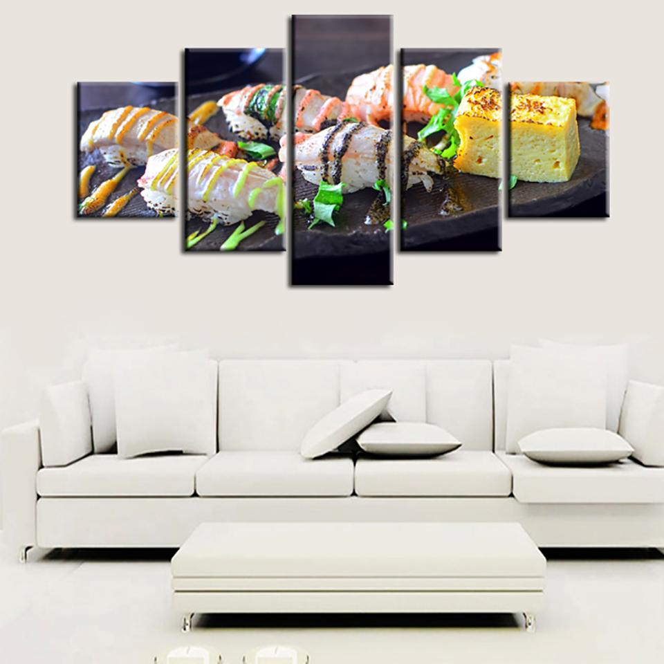 

Декор HD печать фотографий живопись настенный художественный постер 5 шт. вкусные суши еда современный холст рамка для гостиной домашний декор без рамки 20x35cm*2 20x45cm*2 20x55cm*1