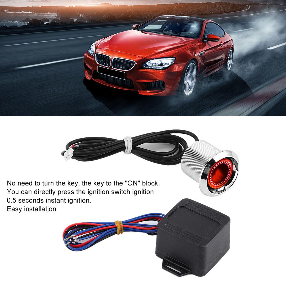 Universal 12V Engine Push Start Starter Button Switch Kit ModificationRed Light