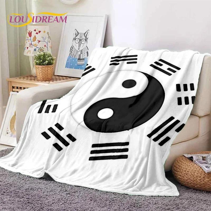 Natur Yin Yang Chinesische Tai Chi Bagua Weiche Flanelldecke für Betten Schlafzimmer Sofa Picknick, Überwurfdecke zum Zudecken Outdoor Nickerchen Geschenk