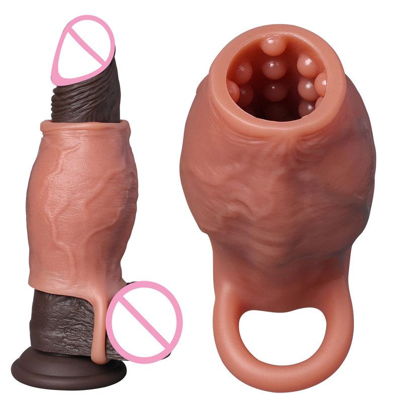 Verdicken Cock Sleeve Lock Sperma Penisring Erwachsene Männer Sexspielzeug Vergrößert Weiches Silikon Dildo Penis Hülse Vergrößerung Sexspielzeug Männlich