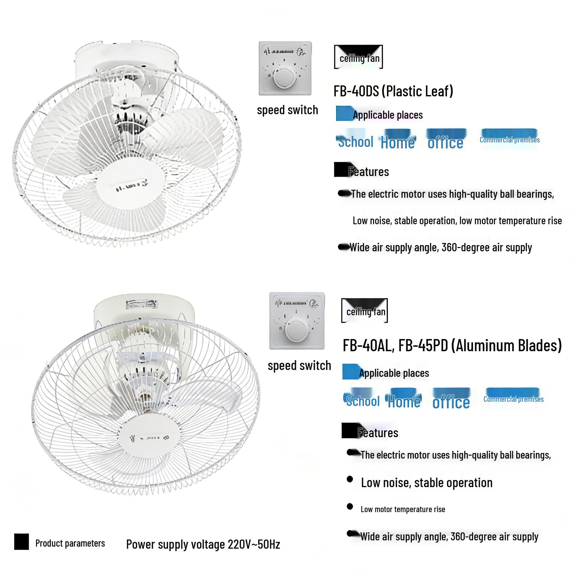 Jiangmen Jinling High-Power Oscillating Ceiling Fan for School & Home Use (16/18) 16-inch