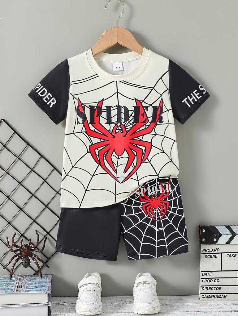 Summer New Casual D Printing Short-sleeved Suit Y Children's Suit Cartoon Letter New