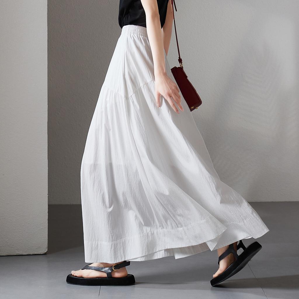 Asymmetric design high waisted skirt 2026 summer fashion versatile mid length A-line umbrella skirt
