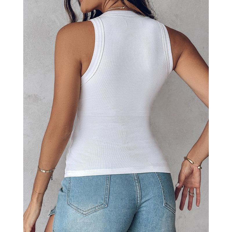 Women Round Neck Solid Color Built In Bra Tank Top Sexy Casual Inner Outer Wear Camisole