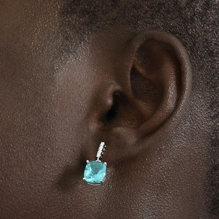 Boucles d'oreilles - Luxenter - Kashua - Argent 925 - Zircone émeraude - Rhodié
