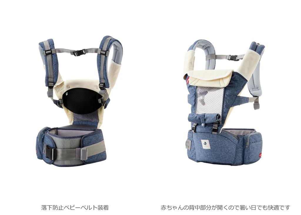 MiKiHOUSE x POGNAE Collaboration Baby Baby Carrier with Hip Baby and Back Ages 4 to 36 Indigo Blue 3-Way Seat, Carrier, Carrying, Months,