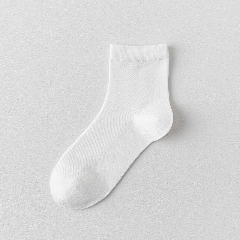 Female Spring and Summer Thin Leisure Pure Color All Build Sweat Absorption Breathable Mesh Moon Boneless Tube Socks