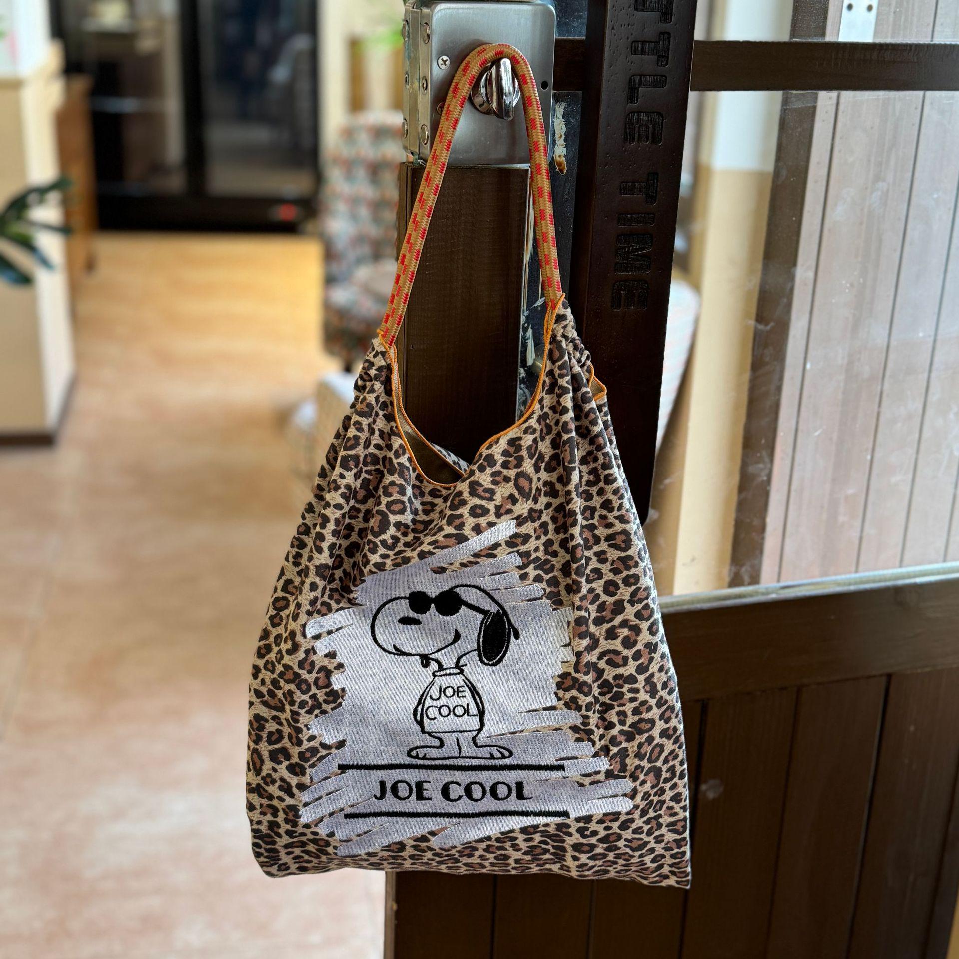 

Leopard Print Women s Crossbody Tote: Canvas Literary Embroidery Book Bag for Class Medium