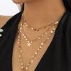 3Pcs/Set Sexy Goth Star Tassel Long Pendant Choker Necklace Women Wed Bridal Creative Gold Color Clavicle Chain Y2K Accessories