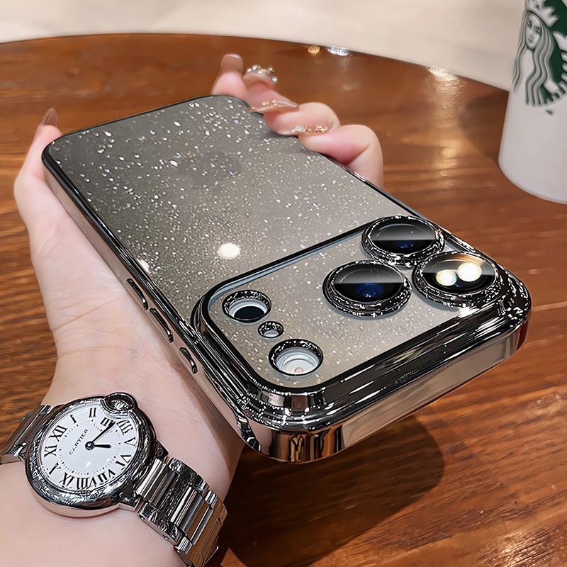 For iPhone 17 Air 17 Pro Max Case New Camera Protector Glitter Bling Clear PC Cover for iPhone 13 12 11 14 15 16 Pro Max